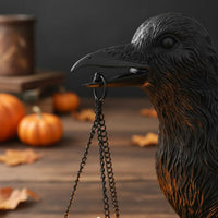 Raven Sculpture Lamp Spooky Decor Raven Candle Holder Lifelike Details Resin Bird Sculpture for Horror Fans