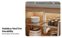 Rustproof Expandable Under-Sink Rack Sturdy Frame 2-Tier Adjustable Shelf Heavy Duty Kitchen Organizer Easy to Install for Homeowners, DIY Enthusiasts, Cabinet, Cupboard, Bathroom, Countertop
