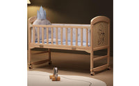 Solid Wood Rocking Bassinet with Wheels Multi-Functional Convertible Baby Crib Unpainted Wooden Bedside Sleeper Mobile for Newborns, Infants, Toddlers, Bedroom