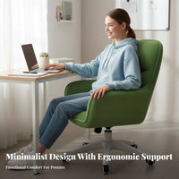 Height Adjustable Upholstered Rolling Chair High Back Support Upholstered Rolling Armchair Ergonomic Design Office Furniture Easy Assembly for Students, Gamers, Adults, Dormitory, Study Room, Bedroom, Makeup Vanity