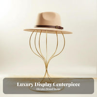 Gold Hat Display Stand Minimalist Design Wireframe Hat Holder Metal Hairpiece Holder Multi-Use Desktop Hairpiece Stand