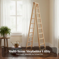 Herringbone Ladder Sturdy Wooden A-Shaped Ladder Heavy Duty Fir Wood Stepladder for Construction Workers, DIY Enthusiasts, Indoors, Warehouse, Outdoor