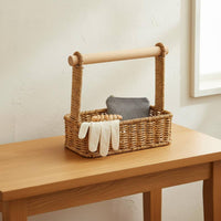Entryway Tray with Hanging Rack Multi-Functional Imitation Rattan Organizer Rack Easy Access Key Holder Tray for Desktop, Dressing Table, Office