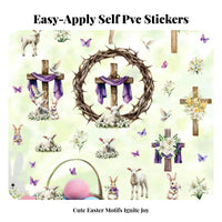 39 Pieces Easter Cross Set PVC Material Religious Easter Self Cross and Lily Window decor for Kids, Families, Walls, Home