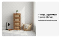 Vintage design Rattan Drawer Nightstand Ample Storage Rattan Drawer End Table Sturdy Construction Bedroom Furniture Easy Assembly for Homeowners, partners, Renters, Living Room, Hallway, Office