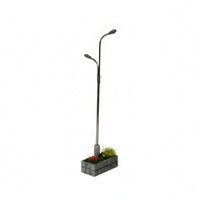 1:64 Scale Double-Head Street Lamp Model Resin and Metal Battery-Powered Lamp Model Slim Pole Miniature Street Light Plastic Parts