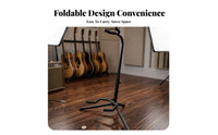 Metal Frame Foldable Guitar Stand Padded Contact Area Points Folding Guitar Stand Compact Storage Instrument Holder