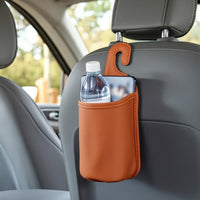 Hanging Car Seat Organizer with Hook Leather-Like Car Organizer with Cup Holder Easy to Clean Compact for Commuters