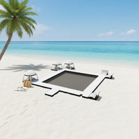 Sunshade Canopy Inflatable Floating Bar Sturdy Construction Inflatable Water Raft with Seats Oversized Backrests Floating Party Platform Mesh Bottom for Adults, Yacht, Ocean