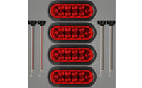 4 Pieces Oval LED Trailer Light Black Housing Red LED Trailer Light Wiring Leads