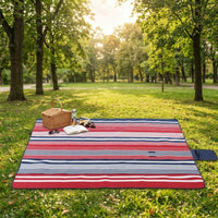 Picnic Blanket and Camping Mat with Waterproof Backing, Large Outdoor Blanket with Flannel Top and Aluminum Base, Portable Beach Mat