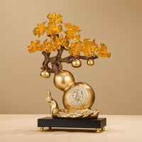Good Luck Gourd Ornament with Base Tabletop Feng Shui Gourd Display Decorative Feng Shui Ornament Home Decor for Homeowners, Collectors