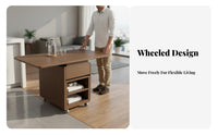 Drop-Flap Storage Cart Multi-Functional Living Room Furniture for Coffee Station