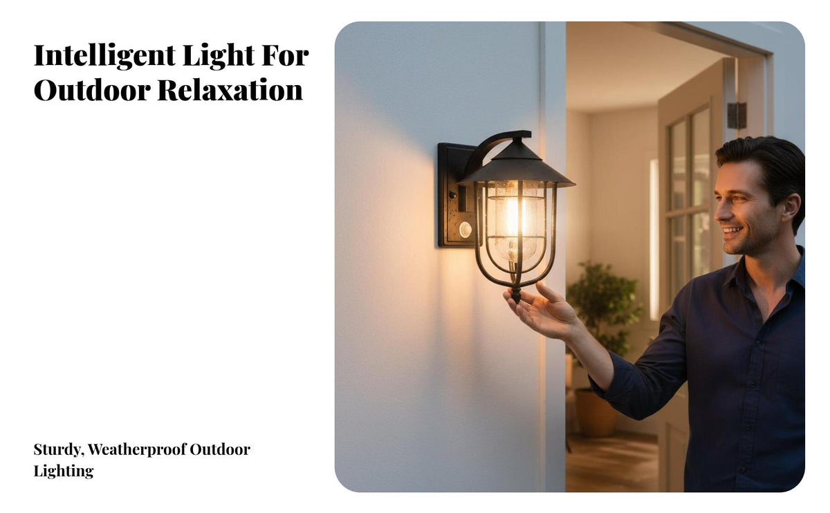 Waterproof Motion Sensor Wall Light Retro Design Motion Sensor Porch Light Weather Resistant Vintage Wall Lantern Energy-Saving for Homeowners, Property Owners, DIY Enthusiasts, Courtyard, Balcony, Front Door, Entryway