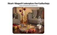 Heart Compartment Serving Dish Decorative Candy and Nut Serving Container With Lids Rotating Flower Snack Tray for Living Room, Coffee Table, Holidays