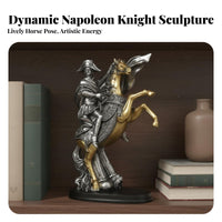 European Design Napoleon on Horseback Statue Unique Art Piece Knight on Horseback Statue Exquisite Details for History Buffs, Office