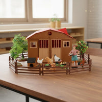 Farm Diorama Set Scene Setup Farm Animal Model Set Display Decoration Barn Animal Playset for Kids, Beginners, Playroom, Classroom