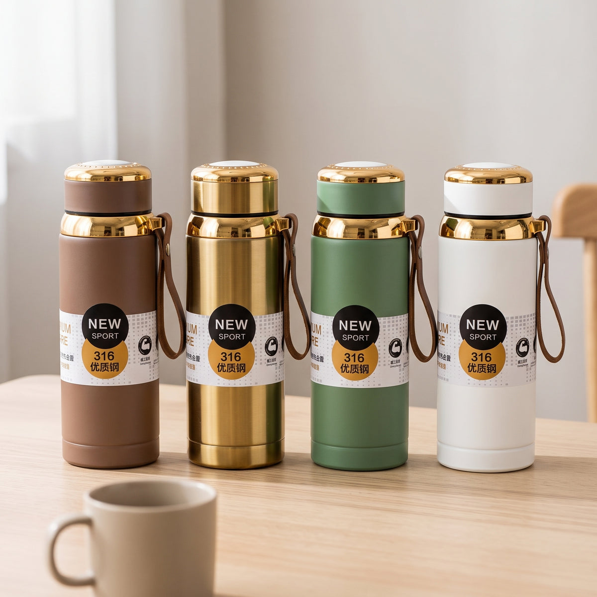 New 316 Stainless Steel Insulated Water Bottle for Outdoor, Car, and Sports - Large Capacity Portable Thermos for Men and Women