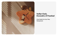 Solid Wood Star Shaped Wooden Clock Easy to Hang Child S Room Wall Clock Battery Operated for Toddlers, Newborns, Bedroom, Playroom