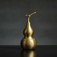 Brass Wu Lou Decorative Brass Gourd Golden for Office Desk