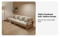 3-Seater Storage Settee sturdy Wood Frame Sofa Modern Oriental Design Living Room Furnishing for Apartment Dwellers, Small Families, Lounge Area