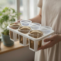 Planting Tray with Pots Drainage-Friendly Six-Slot Planter Tray Strong Nursery Pot with Drain Holes for Hobbyists