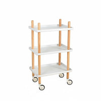Nordic Design 2-Tier Rolling Organizer Mobile Design Wheeled Side Table Space-Saving Household Storage Multi-Purpose for Apartment Dwellers, Office Workers, Living Room, Bedroom, Kitchen, Bathroom