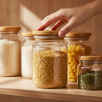Bamboo Lid for Glass Storage Jars - Round, Airtight Seal, Dustproof