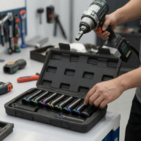 11 Pieces Deep Impact Socket Set Heavy-Duty Drive Impact Socket Set Tool Industrial-Grade Portable for Mechanics, Auto Repair