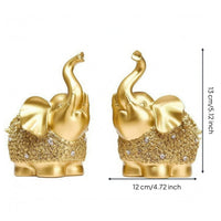 Gold Elephant Figurines Textured Elephant Ornaments Set