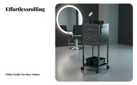 Heavy Duty Salon Station with Drawers Attractive Bowls Lockable Styling Station Easy to Clean Rolling Trolley Heat Resistant Tool Holder for Hairstylists, Hair Stylists, Cosmetology Students, Barbershop, Beauty Studio, Spa, Home Use