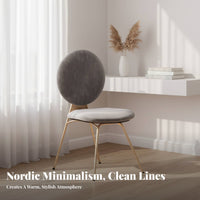 Nordic design Shell rear Chair Modern Minimalist Vanity Stool Scalloped rearrest Seating Furniture Soft Upholstery for Homeowners, Salon Owners, Home Decorators, Makeup Room, Bedroom, Reception Area