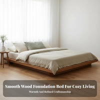 Minimalist Design Japanese Design Tatami Bed Elm Wood Bed Frame Bedroom Furniture for Minimalists, Hotel Owners, Homeowners, Guest Room, Apartment