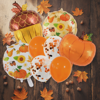 Thanksgiving Aluminum Film Balloon Set - Pumpkin Maple Leaf Harvest Festival Party Decorations