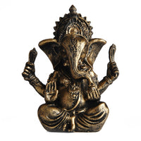 Antique Bronze Style Ganesha Figurine Stone-Like Ganesha Statue Resin Hindu Elephant God Figurine Tabletop for Home Altar, Meditation Room, Desk