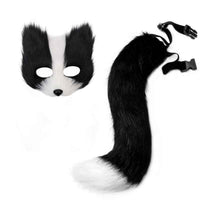 Face Covering with Tail Faux Hair Costume Set with Face Covering Soft for Adults