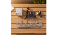Stainless Steel Grill Rotisserie Kit with Electric Motor Universal Rotisserie Kit with Bracket Set Easy to Use Hassle Effortless for Outdoor Grilling