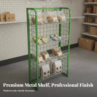 Large Capacity Floor Standing Retail Shelf Strong Load-Bearing Freestanding Shop Shelf Easy to Assemble Freestanding Snack Merchandiser Space Saving for Business Owners, Exhibitors, Homeowners, Convenience Shop S, Supermarkets, Supermarket, Pharmacies