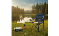 Heavy Duty director’s Chair with Side Table Breathable Folding Chair with Side Table High Back Portable for Campers, Anglers, Backyard, Fishing