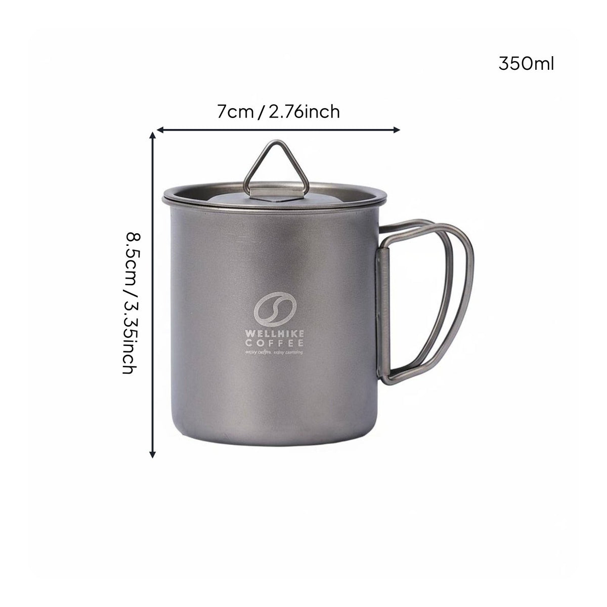 Direct Flame Compatible 350ml Titanium Travel Mug Titanium Camping Mug Outdoor Gear for Campers, Hikers, Backpackers, Backpacking