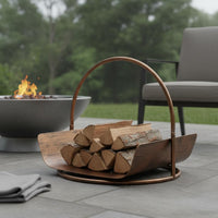 Fireplace Wood Basket Ornamental Crafted Metal Firewood Rack Compact Size Log Holder for Outdoor