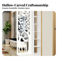 Entryway Partition with Shelves Modern Design Hollow Carved Screen Panel Double-Function Room Divider with Shelves for Renters, Office Workers