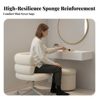 Comfortable Upholstery Luxuriously Soft Swivel Armchair Soft Comfort Adjustable Teddy Textile Seat with Backrest Sturdy Base Makeup Chair Ergonomic Design for Women, Girls, Students, Bedroom, Dressing Room, Walk-in Closet