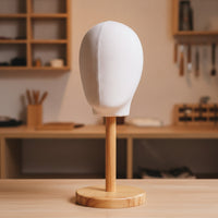 Mannequin Head with Wooden Base Hairpiece Stand with Wooden Base Compact for Milliners, Retailers, Styling Practice