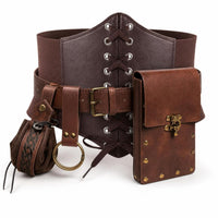 Corset Belt with Pockets Retro-Fantasy Waist Belt Adjustable with Bag for Cosplayers, Entertainers, Themed Parties