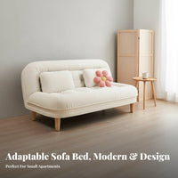 2-in-1 Design Convertible Loveseat Space Saving Foldable Loveseat Adjustable Backrest Sofa Bed Scratch Resistant for Apartment Dwellers, Pet Owners, Young Adults, Living Room, Small Areas, Bedroom, Home Office