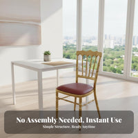 Indoor/Outdoor Use Metal Napoleon Chair Commercial Grade Chiavari Wedding Chair Elegant Design Banquet Seat Stackable for Venue Owners, Hotel Managers, Weddings, Banquets, Receptions, Restaurants
