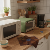 American Retro Dustproof Microwave Oven Cover Cloth for Kitchen Appliances