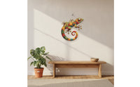 Gecko Wall Decor Iron Lizard Wall Decoration Metal Gecko Multicolor Embossed for Patio, Porch