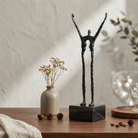 Abstract Human Sculpture with Pedestal Base Artistic Abstract Human Figurine Solid Cast Sculpture with Base for Living Room, Office, Entryway